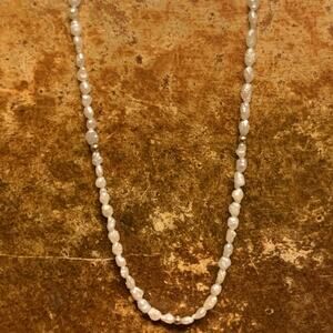 14K Yellow Gold and Rice Pearl Single Strand Necklace 23 Inches Vintage